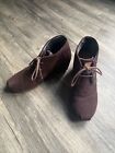 Toms Lace Up Suede Flannel Lined Wedge Bootie Boots Woman Sz  7 Chocolate Brown