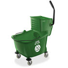 33 Quart Commercial Mop Bucket with Side Press Wringer, Green