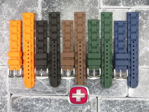 New 20mm Victorinox Swiss Army Genuine Rubber Strap Diver Watch Band Black Green