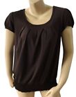 AGB Womens Size Medium Brown Pleated Short Sleeve Cut Out Polyester Blend Shirt