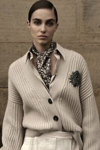 BRUNELLO CUCINELLI 100% Cashmere Knit Swarovski® Crystals Cardigan Sweater L