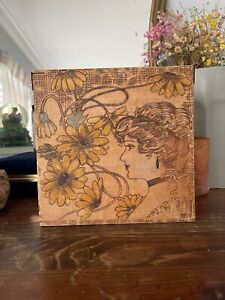 Antique Art Nouveau Carved Wood Hanky Box