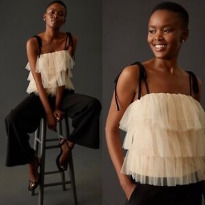 ANTHROPOLOGIE Sunday in Brooklyn Tulle Top Ruffles Fairy  Size XS