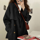 Ladies Short Trench Wind Coat Jacket Double Breasted Overcoat Workwear Outerwear