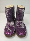 UGG Women's Classic Short Purple Sequins Round Toe Mid-Calf Snow Boots Size 7