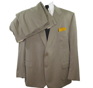 Corneliani Barneys New York Pure Wool Dark Beige Italian Suit 44x29 50 R Big Man