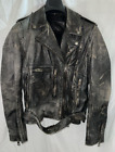 Size: M❤️ R13 Classic Black Vintage Moto Biker Riding Leather Jacket ITALY $1595