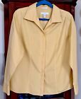 Chicos Top Size 2 (Large) Button Up 3/long Sleeve Yellow Lightweight 100% Cotton
