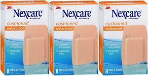 Nexcare Bandages KNEE / ELBOW Cushioned Waterproof Latex Free 8 ea ( 3 Pack )