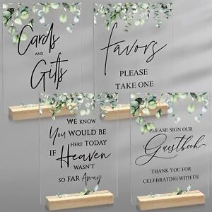 4 Pcs Acrylic Wedding Reception Signs For Ceremony 8 X 6 Inch Guest Book Sign Cl