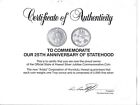HAWAII RELATED SILVER MEDAL  SILVER ANNIVERSARY OF STATEHOODW/ORIGINA CERT- RARE