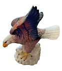 New ListingCeramic Bald Eagle Figurine On Rock Head Down Wings Extended Matte