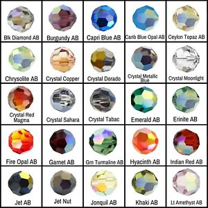 Swarovski 5000 Crystal Round Color AB Beads *You Pick Size & Color*