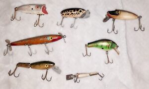 vintage antique fishing lures Wood Devil Horse Mirrolure Jitterbug Baby Lucky 13