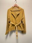 Vintage Gold Flava Women Coat Size 18 Yellow Corduroy Belted Stretch Hipster Y2K