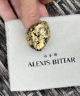 100% Authentic ALEXIS BITTAR ASYMMETRICAL Black & Gold Lucite Ring
