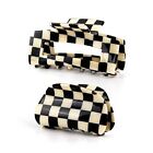2 Pack Checkered Hair Clips Vintage Black-White Checkered Hair Claws French Ba