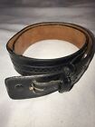 Lucchese Belt Men Size 28 Black Hand Tooled Leather Western Cowboy BL 820