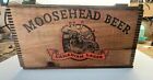 Vintage MOOSEHEAD BEER Wooden Shipping Crate Box w Wood Sliding Lid / Dovetailed