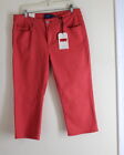 NWT Levi's Sz 14 / 32 Curved ID Demi Curve Coral Woven Pockets Capri Jeans
