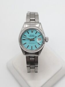 Estate $10,000 ROLEX DATEJUST Tiffany & Co Blue Ladies 26mm Watch SERVICED RARE