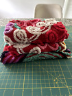 Vintage Red Chenille Peacock Bedspread REMNANTS~Various Sizes