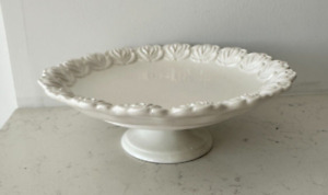 Vintage Bassano Italy White Floral Cake Stand Pedestal (9
