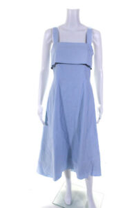 Theory Womens Back Zip Sleeveless Square Neck Flap Midi Dress Breeze Blue Size 4