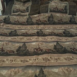 Wooded River Bedding Riding Horses Duvet Set 2 Chams-very Rare -Great Condition