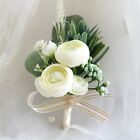 Wedding Wrist Corsage & Boutonniere Artificial Rose White/Green