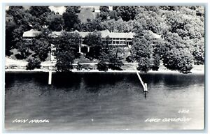 c1940's View Of Inn Hotel Lake Okoboji Iowa IA RPPC Photo Antique Postcard