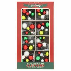 Shiny Brite Holiday Splendor Ball Clusters Red Green Ornament Set 8 2.5