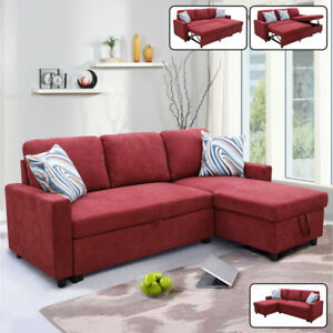 L-Shaped Sofa Chaise Sectional Sofa Bed 2-Piece Couch Storage Sleeper Sofabed