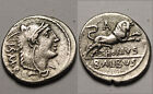 Rare Genuine ancient Roman silver coin 105 BC L Thorius Balbus Juno Sospita/Bull