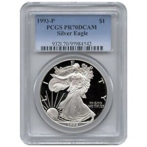 1993-P American Proof Silver Eagle one dollar Coin PCGS PR70 DCAM SKU 2