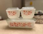 PYREX Pink Gooseberry 3pc Set Vintage REFRIGERATOR DISHES with LIDS