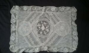 Antique 1870's French Normandy Lace Boudoir Pillow Sham Cover Handmade