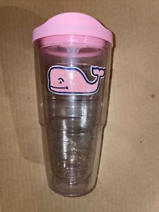 24 oz tervis tumbler with lid Pink Vineyard Vines Whale