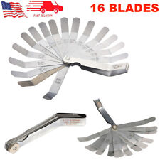 16 Blades Bent Feeler Gauge Imperial Metric Measuring Tools Stainless Steel