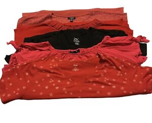 Lot Of 5 Womens Sizes 3X  1X Casual Tops Evri Chaps JMS Chelsea Studio Red Black
