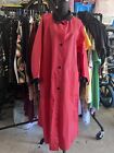 Talbots Womens Red Full Length Button Up Water Resistant Rain Trench Coat Size L