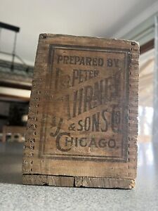 Antique DOVETAIL Advertising Wood Box Dr. Peter Fahrney & Sons Co. Chicago IL
