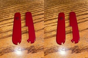Pre-Owned Lot of 2 Victorinox 91mm PLUS HANDLE / SCALE 2 Piece KIT in RED