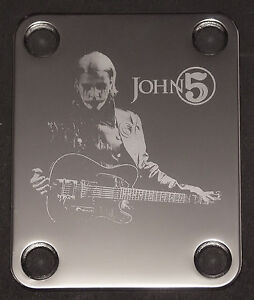 GUITAR NECK PLATE Custom Engraved Etched - Fits Fender - JOHN 5 - Chrome