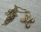 James Avery 14k Yellow Gold Dogwood Floral Cross Pendant Rare & 14k Necklace