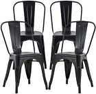 Metal Chairs Dining Chairs Set of 4 Stackable Indoor Outdoor Restaurant Chairs