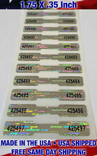 100 SERIAL NUMBERED TAMPER SECURITY VOID HOLOGRAM DOGBONE LABELS SEALS STICKERS