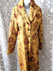 Cabi Coat Size 10 Long Gold Bohemian Button Floral Tapestry Rayon Polyester