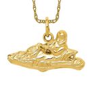 14K Yellow Gold Go Kart Necklace Racing Charm Sports Pendant