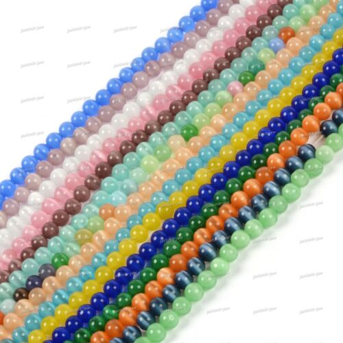 Synthetic Cat's Eye Crystal Glass 8mm Round Beads Loose Beads DIY Jewelry Making
